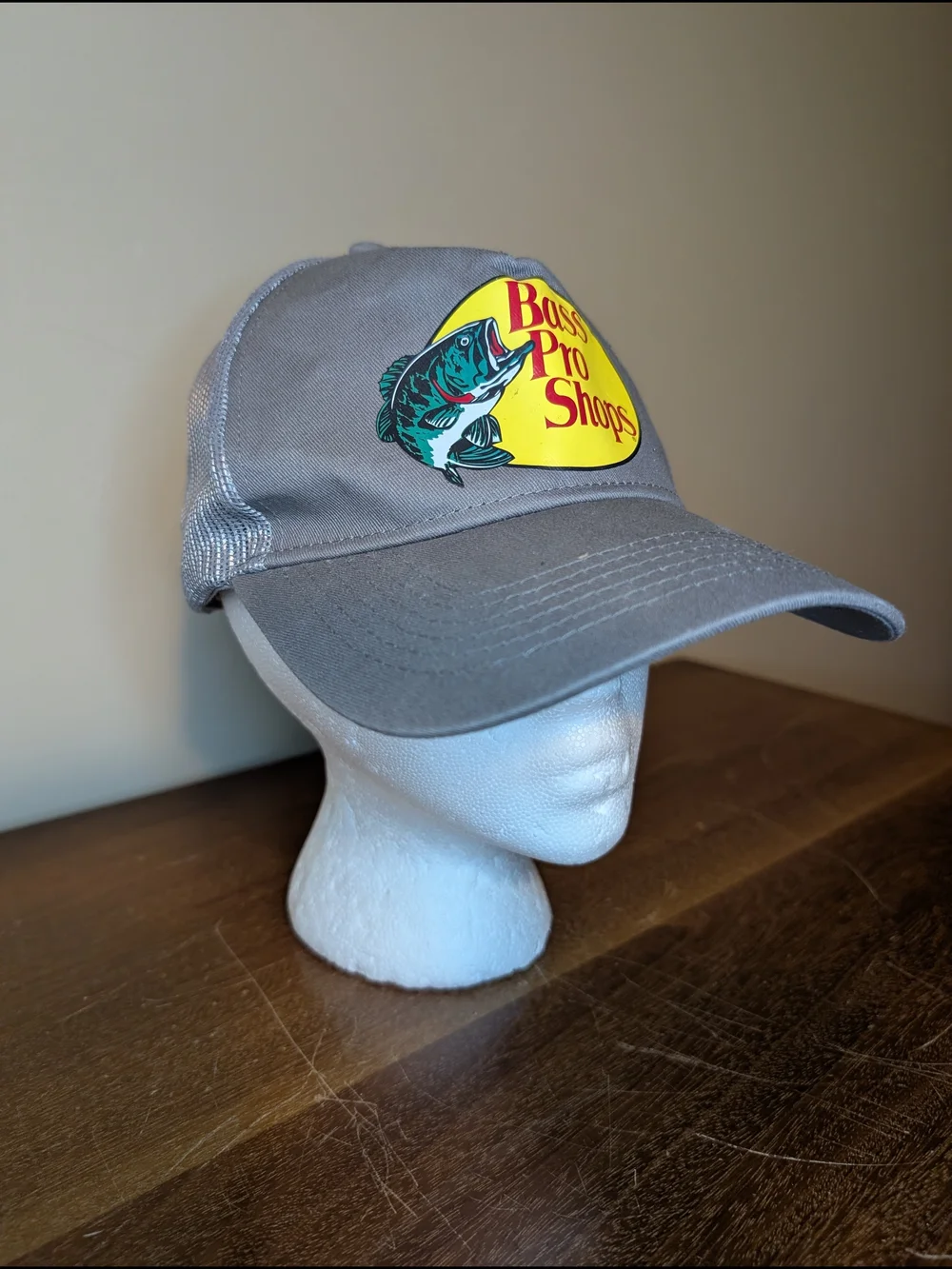 Bass Pro Shops Gray Mesh-Back Cap with Yellow Logo Patch
